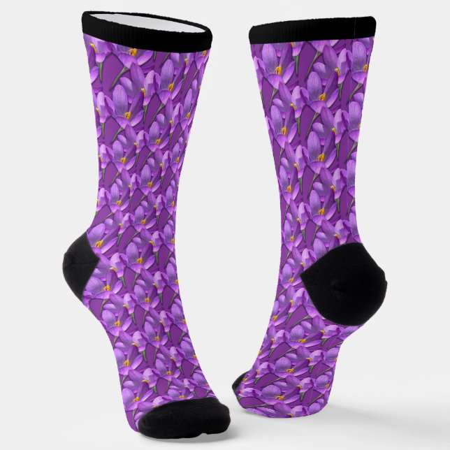 Easter Crocus Socks Festive Spring Flowers Socks (Angled)