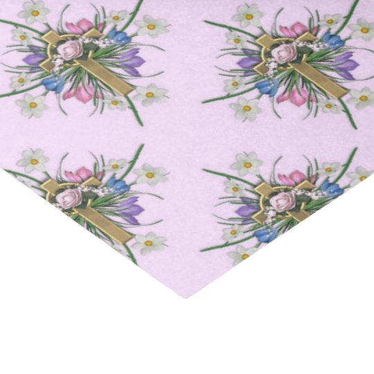 Easter cross and flowers pattern tissue paper