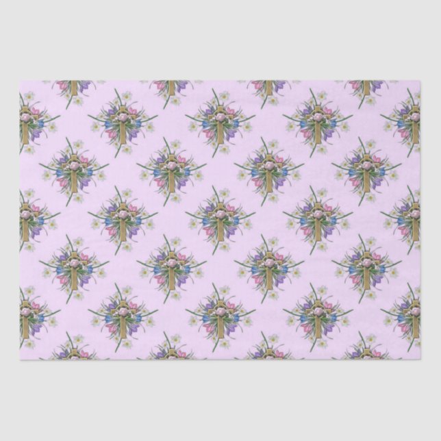 Easter cross and flowers pattern tissue paper (Front)