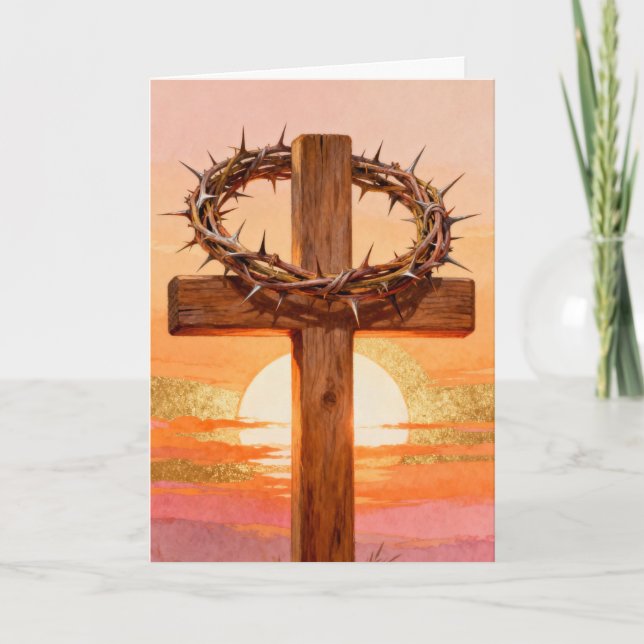 Easter Cross and Rising Sun Holiday Card (Front)