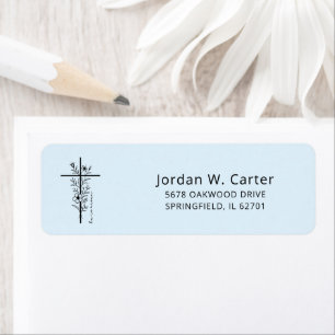 Easter Cross He is Risen Floral Pastel Blue Label