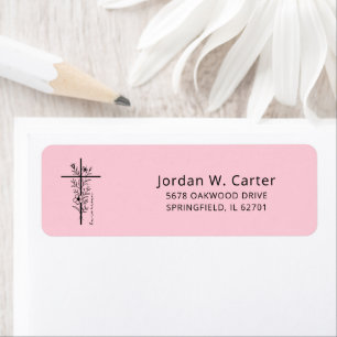 Easter Cross He is Risen Floral Pink Label