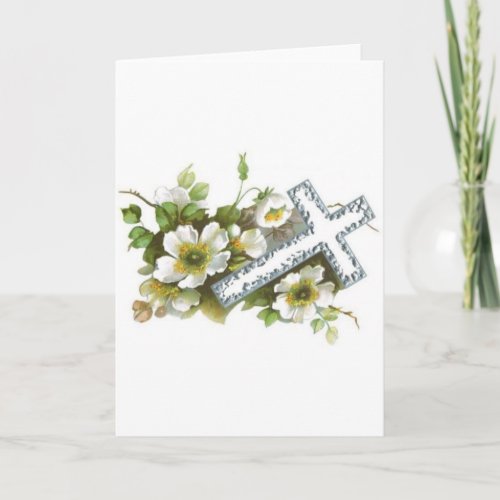 Easter Cross In Blossoms Holiday Card