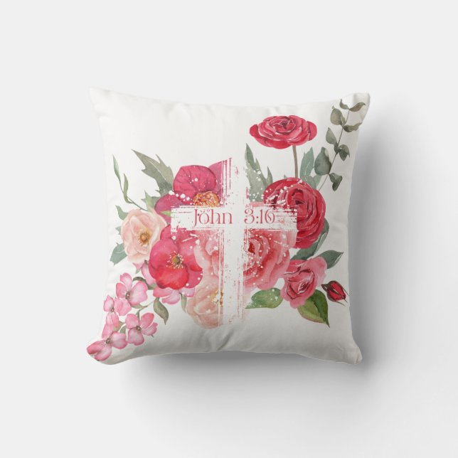 Easter/Cross/John3:16/Jesus Throw Pillow (Front)