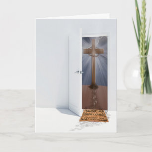 Easter cross on hill with door card