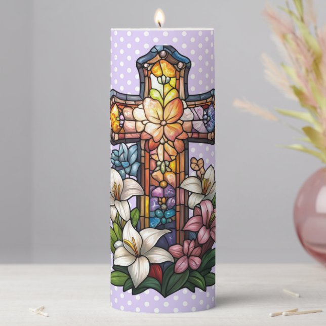 Easter Cross Pillar Candle (In Situ)