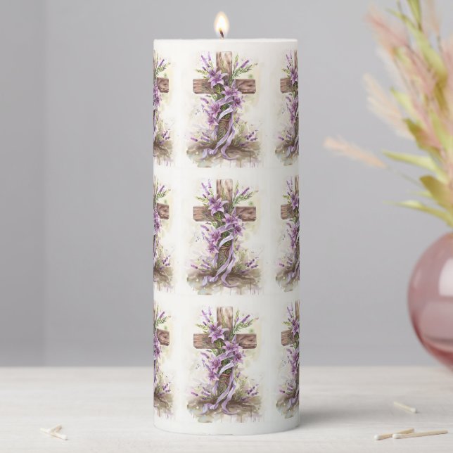 Easter Cross Pillar Candle (In Situ)