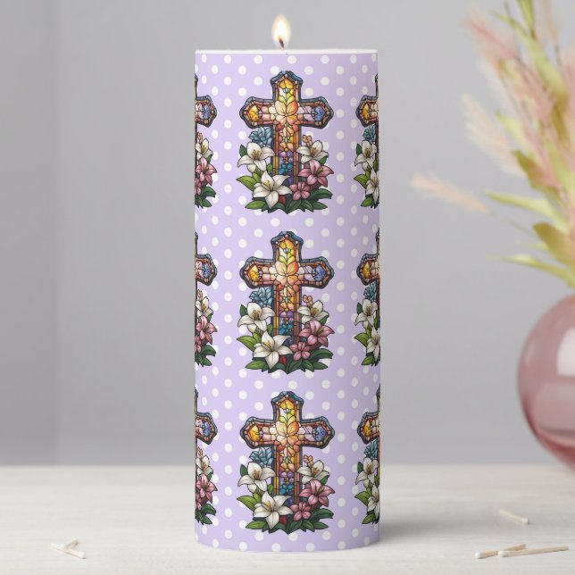 Easter Cross Pillar Candle (In Situ)