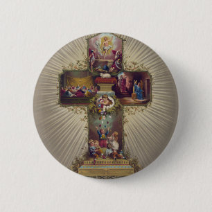 Easter Cross Pinback Button