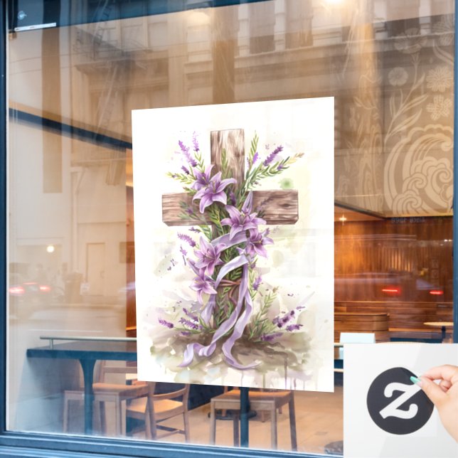 Easter Cross Window Cling (Cafe Window)