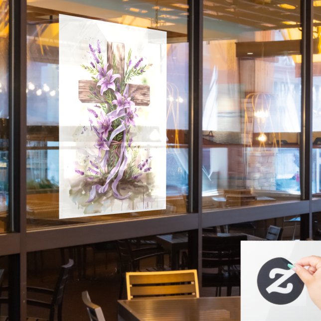 Easter Cross Window Cling (Restaurant Window)