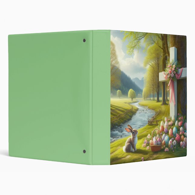 Easter cross with bunny & eggs 3 ring binder (Background)