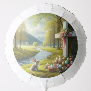 Easter cross with bunny & eggs balloon