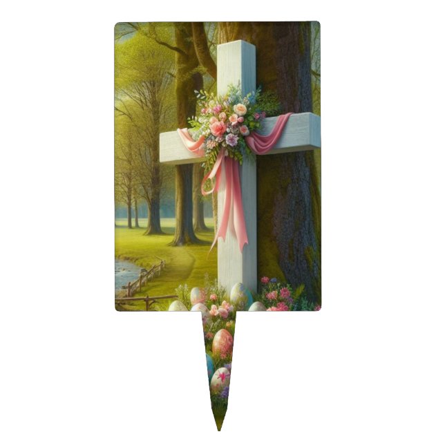 Easter cross with bunny & eggs cake topper (Front)