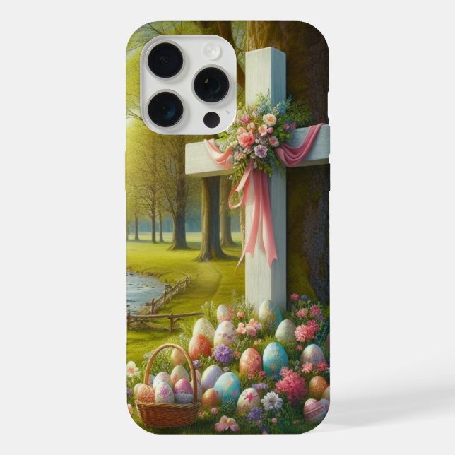 Easter cross with eggs iphone case (Back)