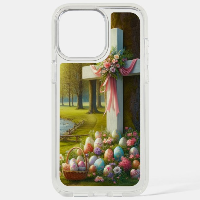 Easter cross with eggs speck iPhone case (Front)