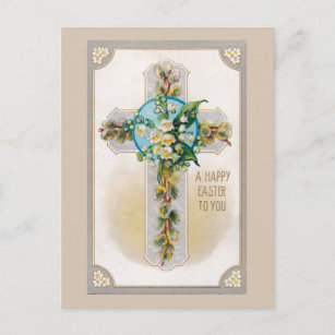 Easter Cross with Flowers Postcard