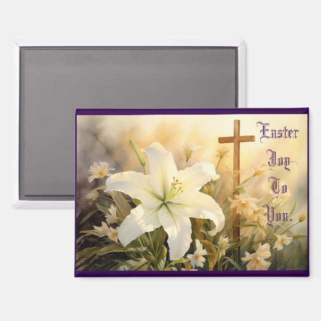  Easter Cross With Lilies Magnet (Front/Back)