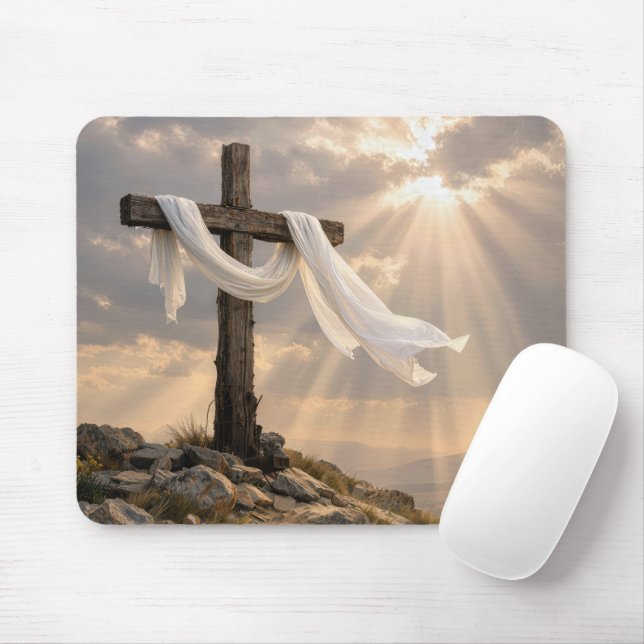 Easter Cross with Shroud at Sunrise Mouse Pad (With Mouse)