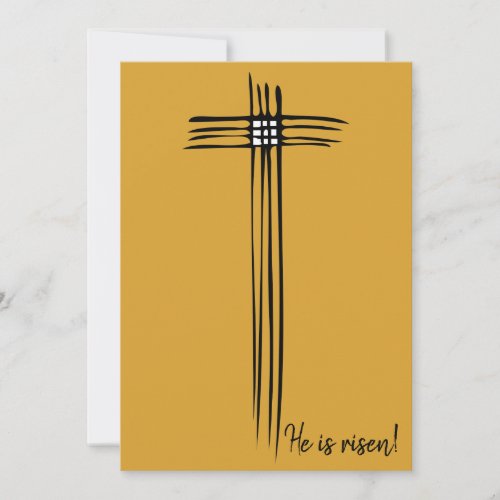 Easter Cross Yellow Jesus is Risen Card