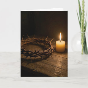 Easter Crown of Thorns Illuminated By a Candle Card