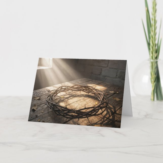 Easter Crown of Thorns Illuminated by Sunbeams Card (Front)