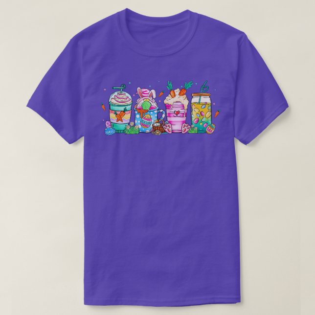 Easter Cup Coffee Drink With Bunny And Gnome  T-Shirt (Design Front)