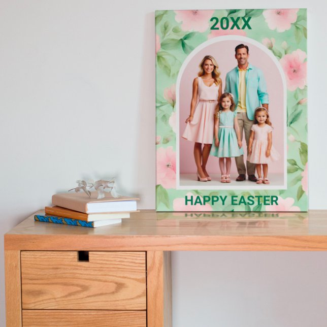 Easter Custom Photo Pastel Pink & Green Florals Acrylic Print (Creator Uploaded)