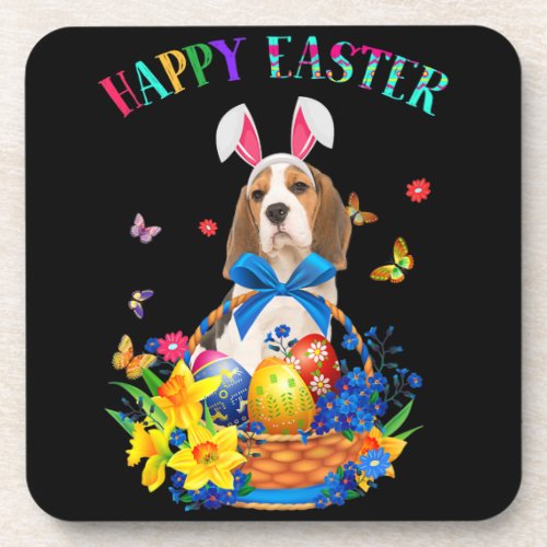 Easter Cute Beagle Dog Lover Gifts Bunny Eggs East Beverage Coaster