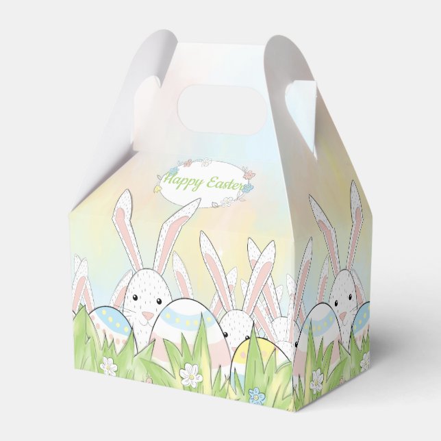 Easter cute bunny and eggs favor boxes (Front Side)