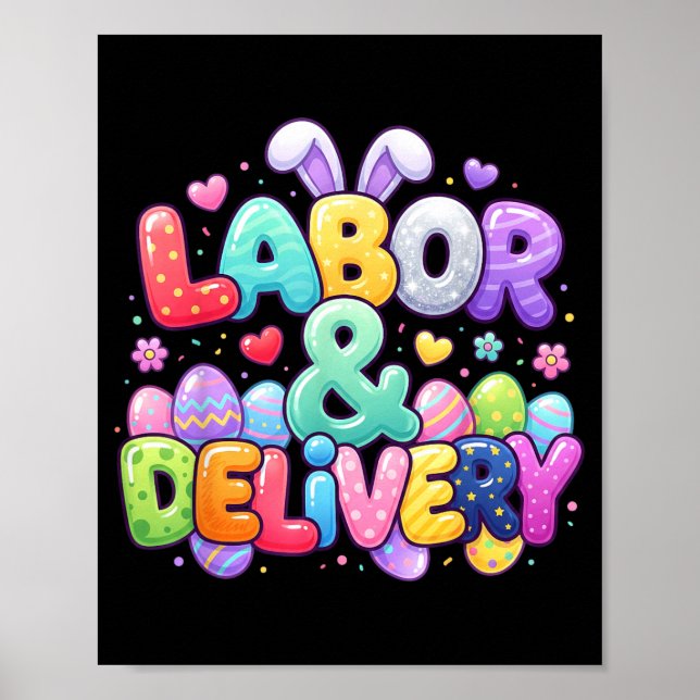 Easter Cute Bunny Egg Nursing Labor And Delivery Poster (Front)