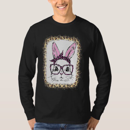 Easter Cute Bunny Face Leopard Glasses Headband Ea T_Shirt