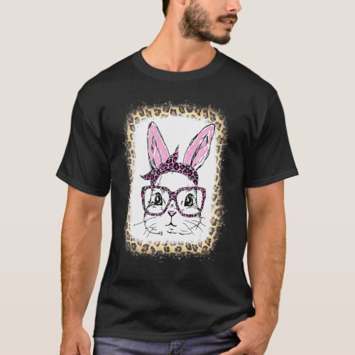 Easter Cute Bunny Face Leopard Glasses Headband Ea T_Shirt