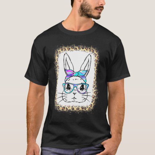 Easter Cute Bunny Face  Leopard Print Glasses East T_Shirt