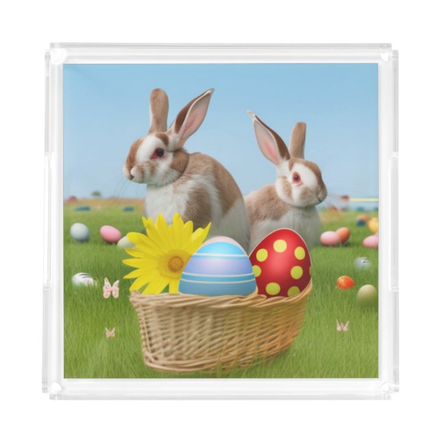 Easter Cute Bunny for a positive mood    Acrylic Tray (Front)