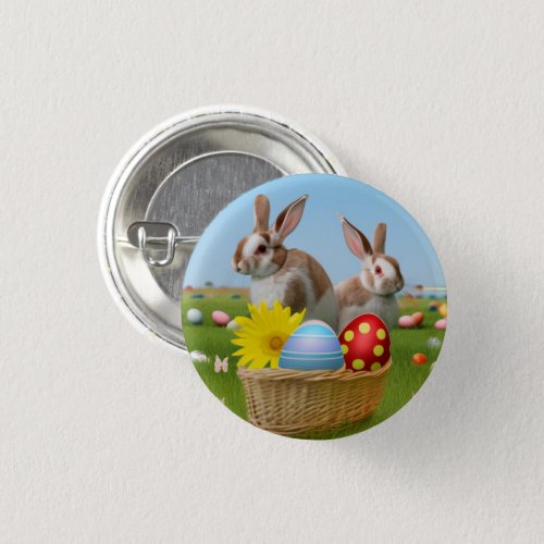 Easter Cute Bunny for a positive mood  Button