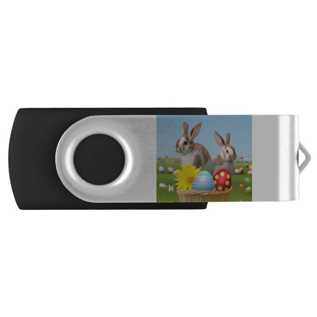 Easter Cute Bunny for a positive mood  Flash Drive (Front)