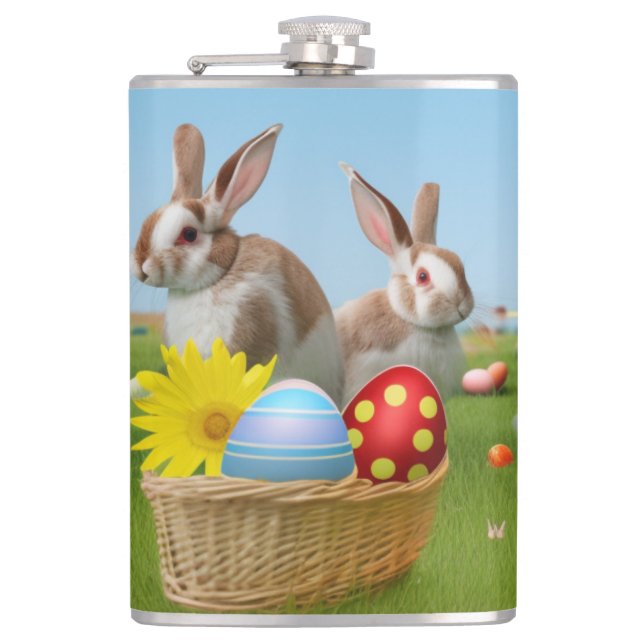 Easter Cute Bunny for a positive mood  Flask (Front)