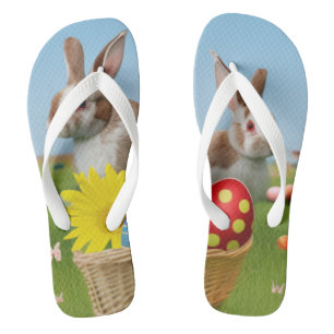Easter Cute Bunny for a positive mood Flip Flops