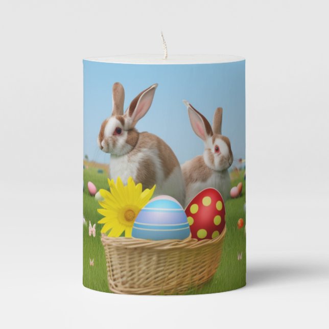 Easter Cute Bunny for a positive mood    Pillar Candle (Front)