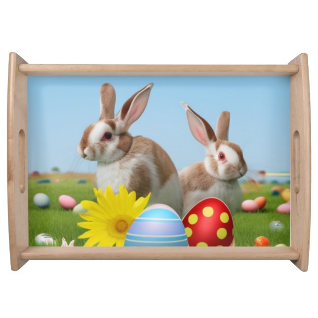 Easter Cute Bunny for a positive mood   Serving Tray (Front)