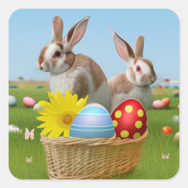 Easter Cute Bunny for a positive mood   Square Sticker (Front)