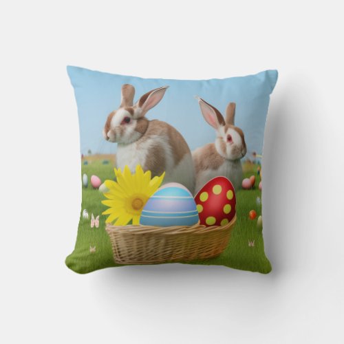 Easter Cute Bunny for a positive mood  Throw Pillow