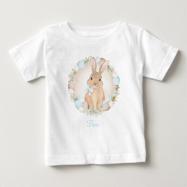 Easter Cute Bunny, Personalized Baby boy T-Shirt (Front)