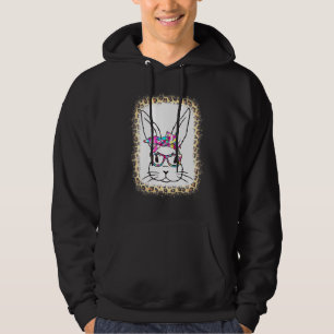 Easter Cute Bunny Rabbit Face Tie Dye Glasses Girl Hoodie
