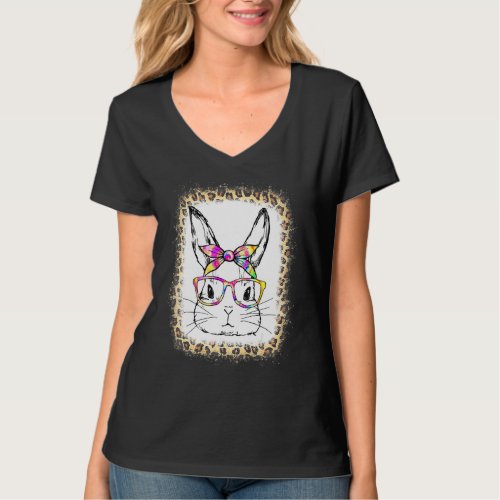 Easter Cute Bunny Rabbit Face Tie Dye Glasses Girl T_Shirt