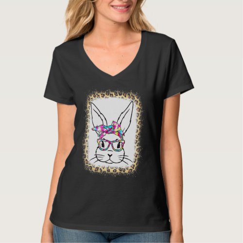 Easter Cute Bunny Rabbit Face Tie Dye Glasses Girl T_Shirt