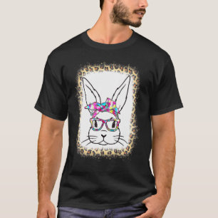 Easter Cute Bunny Rabbit Face Tie Dye Glasses Girl T-Shirt