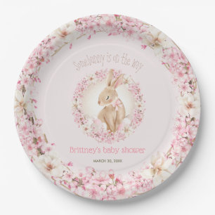 Easter Cute Bunny Spring Pink Girl Baby Shower Paper Plates