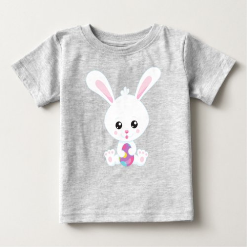 Easter Cute Bunny White Bunny Easter Eggs Baby T_Shirt